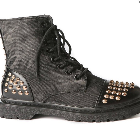 Gia Mia Rock Star Studded Combat Boots studded combat boot Super cute Si… - Picture 1 of 12
